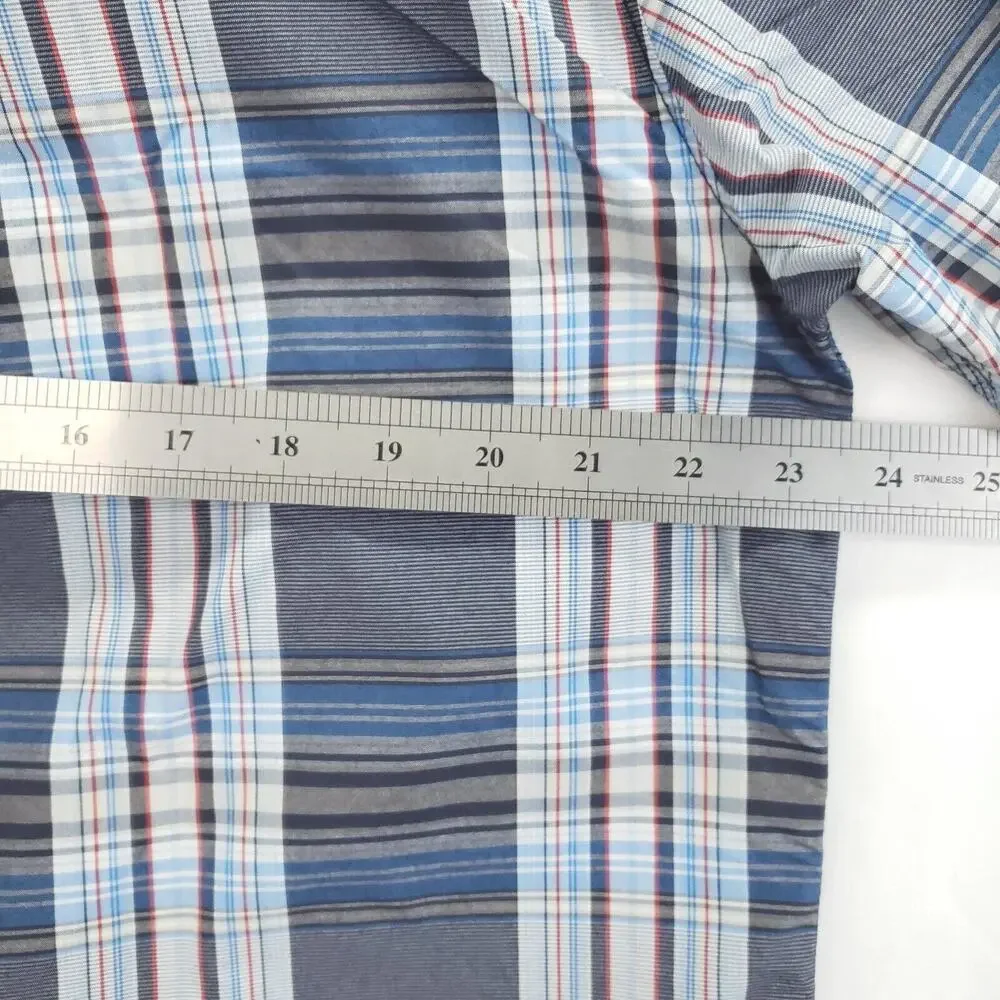 The North Face Shirt Mens Large Blue White Plaid Pocket Classic Button-Up